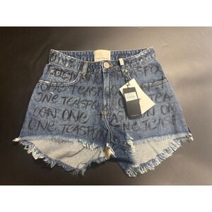 One Teaspoon NWT Bonitas High Waist Denim Shorts Rosewood in Size 25 MSRP $150